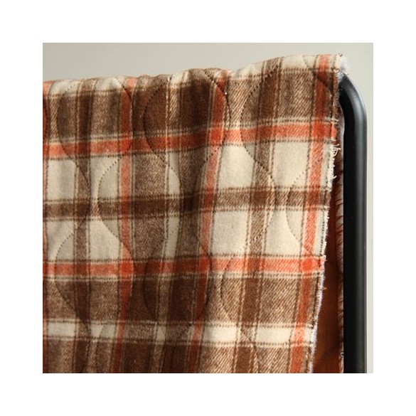 tissu matelassé carreaux - orange et marron