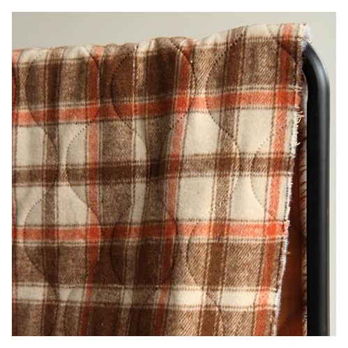 tissu matelassé carreaux - orange et marron