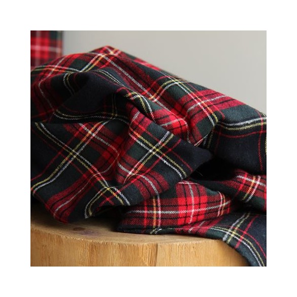 flanelle en coton carreaux - marine et rouge