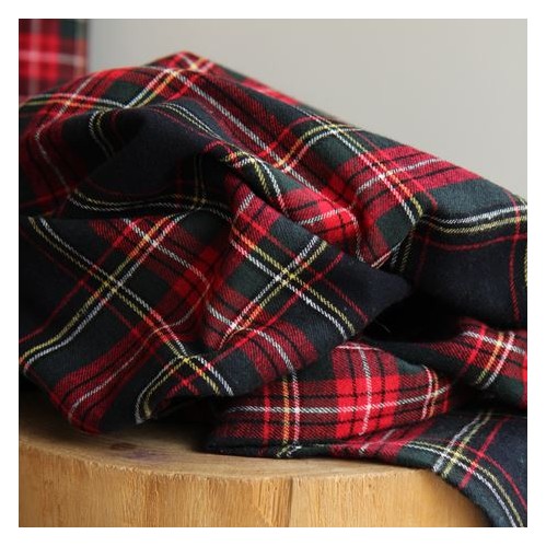 flanelle en coton carreaux - marine et rouge