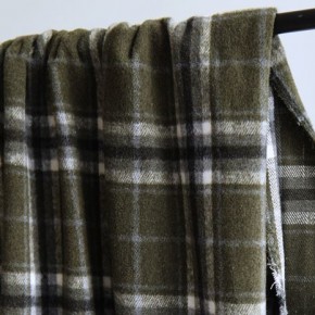 tissu à carreaux - lainage kaki