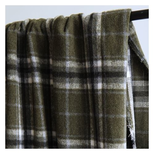 tissu à carreaux - lainage kaki
