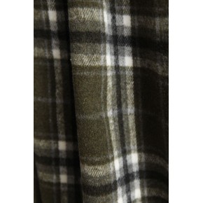 tissu lainage à carreaux - kaki et gris