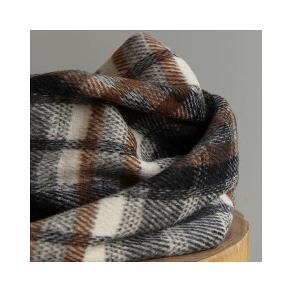 tissu à carreaux - lainage marron