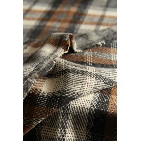 tissu plaid à carreaux - marron écru et gris