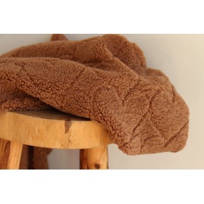 tissu doudou marron clair - un chat sur un fil
