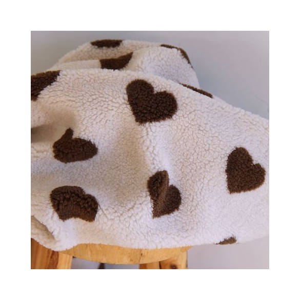 tissu sherpa mouton - cœurs