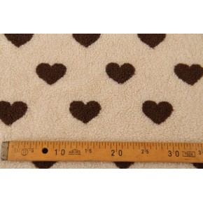 tissu sherpa écru avec cœurs