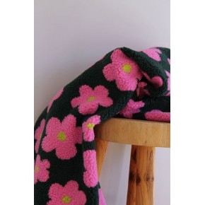 tissu teddy imprimé fleurs - un chat sur un fil