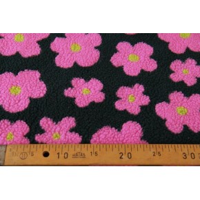 tissu teddy flowers - rose et vert
