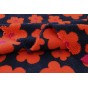tissu teddy flowers - marine et orange