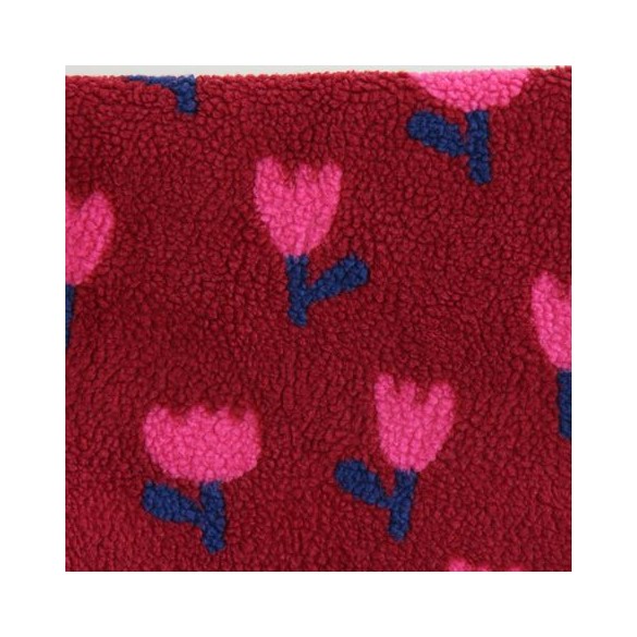 Teddy sherpa flowers - bordeaux et rose