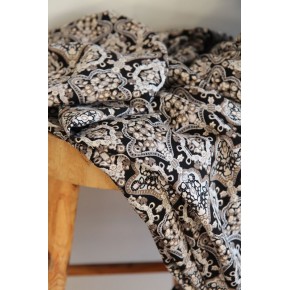 jolie viscose imprimée fleurs gris et noir - un chat sur un fil