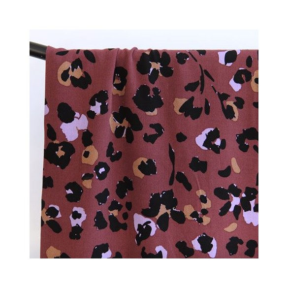 twill de viscose fleurs choco - un chat sur un fil