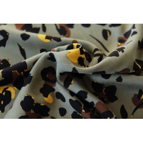 tissu twill de viscose kaki fleurs