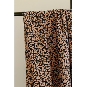 joli tissu crêpe à fleurs - kaki et rose