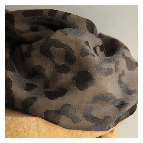 tissu jacquard de viscose noir et marron - un chat sur un fil