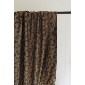 tissu jacquard de viscose marron - un chat sur un fil