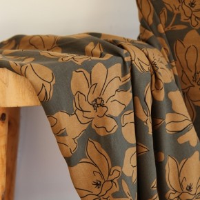 viscose imprimée - kaki et ocre