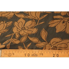tissu viscose fleurs - kaki