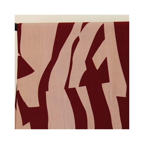 viscose imprimée - abstrait bordeaux et rose