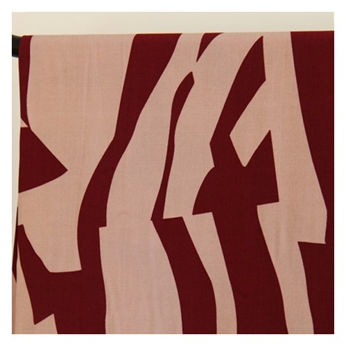 viscose imprimée - abstrait bordeaux et rose