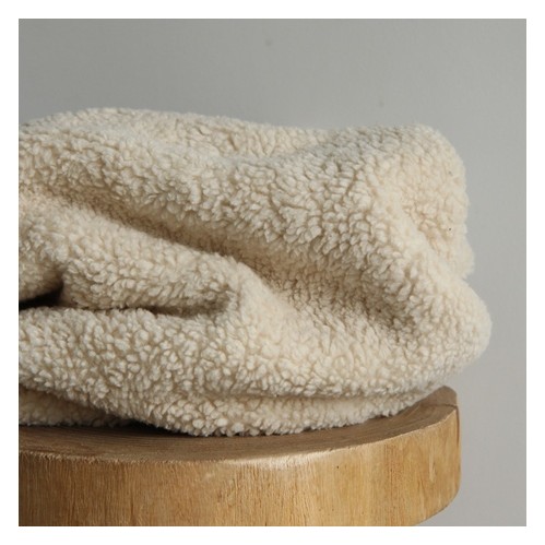tissu teddy coton beige