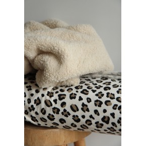tissu sweat léopard et sherpa beige coton
