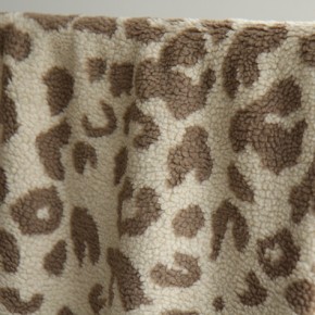 tissu sherpa grand léopard - écru et taupe