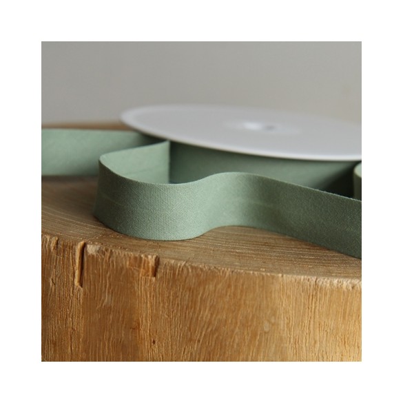 Biais 20 mm coton bio vert - un chat sur un fil