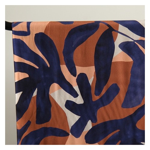 tissu satin de coton feuilles - un chat sur un fil