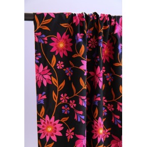 coton imprimé fleurs - un chat sur un fil