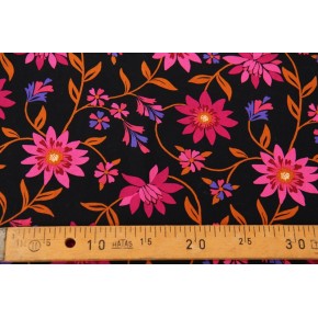 voile de coton fleuri - un chat sur un fil