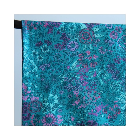 popeline coton imprimé fleurs - un chat sur un fil