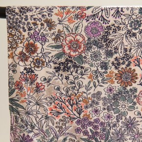 popeline coton imprimé fleurs - un chat sur un fil