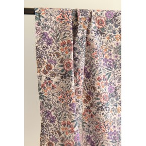 coton imprimé fleurs écru - un chat sur un fil