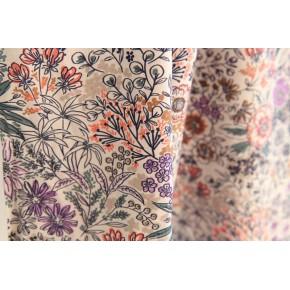 popeline coton fleurs - un chat sur un fil