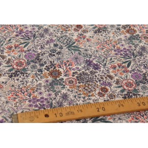 tissu fleuri écru - un chat sur un fil