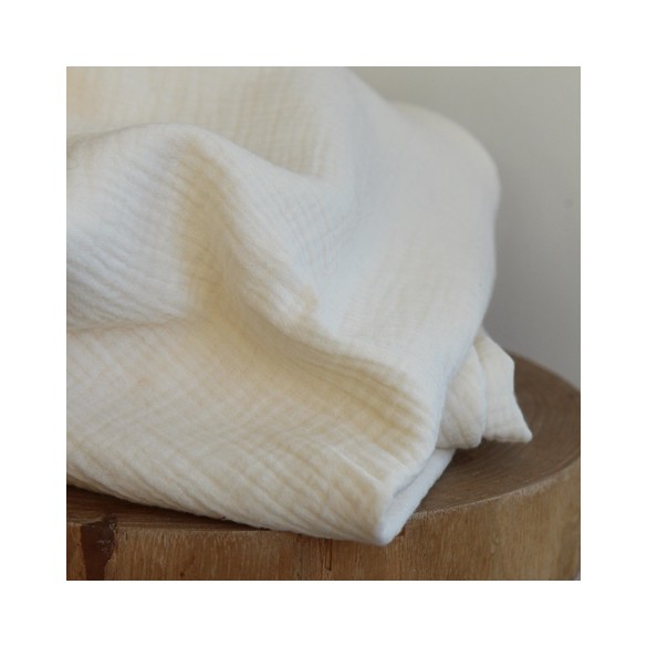 tissu double gaze coton bio - écru