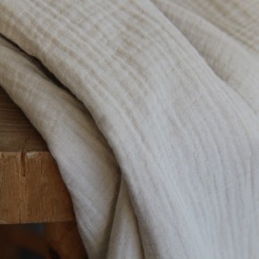 tissu double gaze lin et coton - naturel