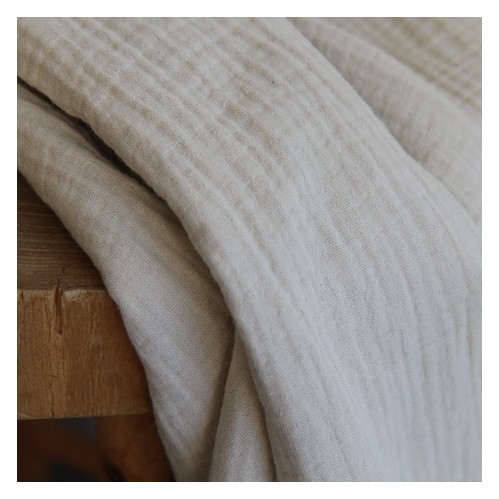 tissu double gaze lin et coton - naturel
