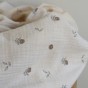 tissu double gaze coton bio fleurs - écru