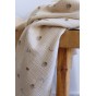 tissu double gaze coton imprimé fleurs écru - coton bio