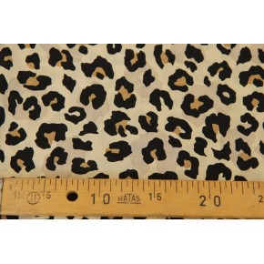 voile de coton léopard beige et noir - un chat sur un fil