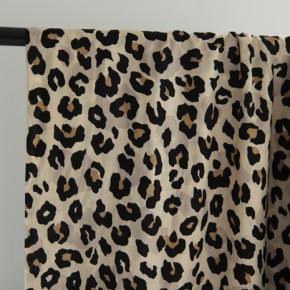 voile de coton léopard beige - un chat sur un fil