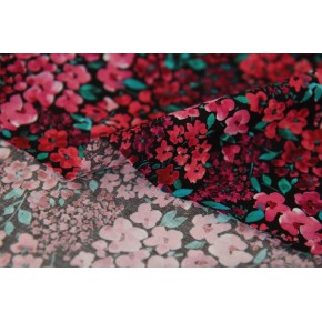 tissu fleuri rose - un chat sur un fil