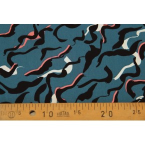 satin de coton imprimé ondulations - un chat sur un fil