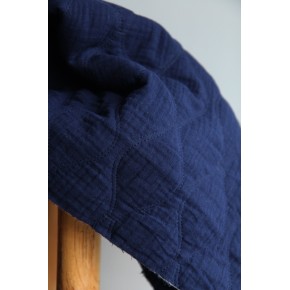 tissu matelassé marine - double gaze