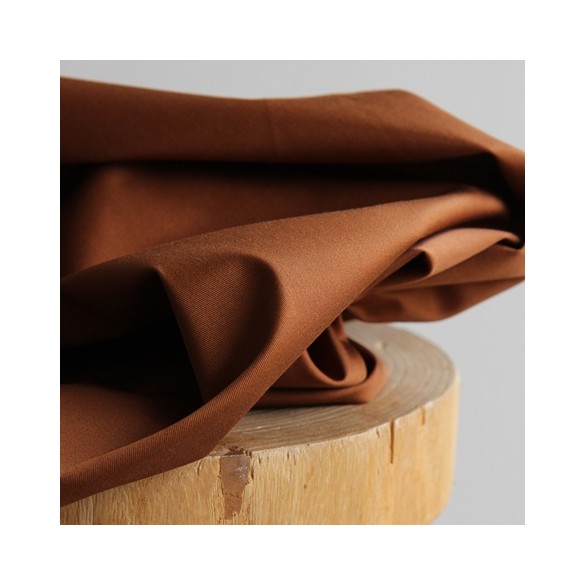 tissu gabardine de coton - cognac