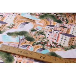 tissu coton canvas - un chat sur un fil